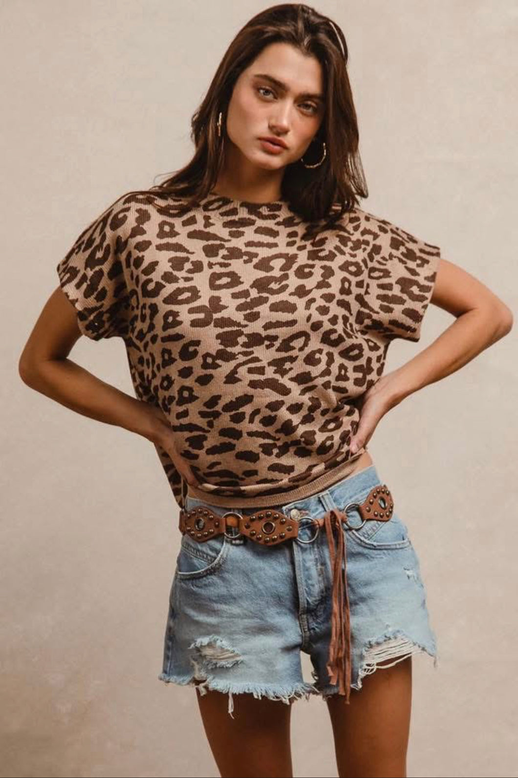 Leopard Short Sleeve Sweater