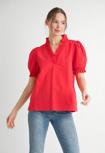 Red Poplin Top