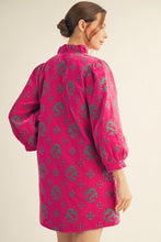 Load image into Gallery viewer, Pink Jacquard Button Down Dress