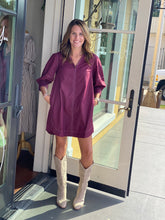 Load image into Gallery viewer, Wine V-Neck Shift Dress