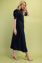 Load image into Gallery viewer, Navy Button Down Midi Dress
