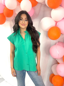 Kelly Green Button Down Top