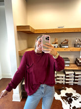 Load image into Gallery viewer, Hacci Knit Pocket Pullover in Maroon