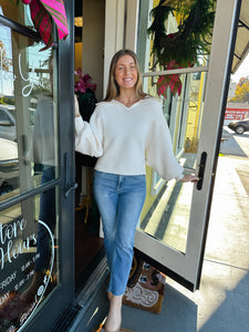 Ivory Collared Ribbed Sweater