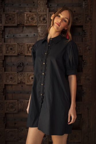 Black Button-Up Shirt Dress