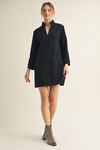 Black Long Sleeve Shift Dress