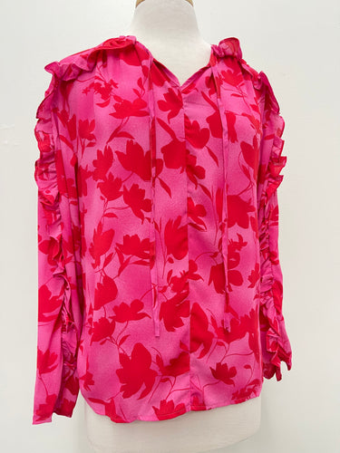Red and Pink Floral Top