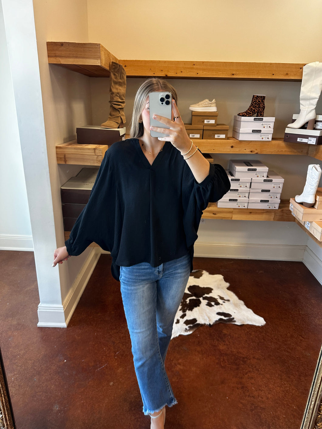 Black Dolman Sleeve Top