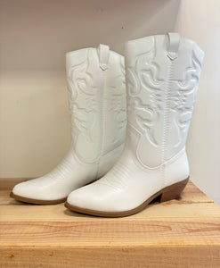 White Mid-Calf Cowboy Boots