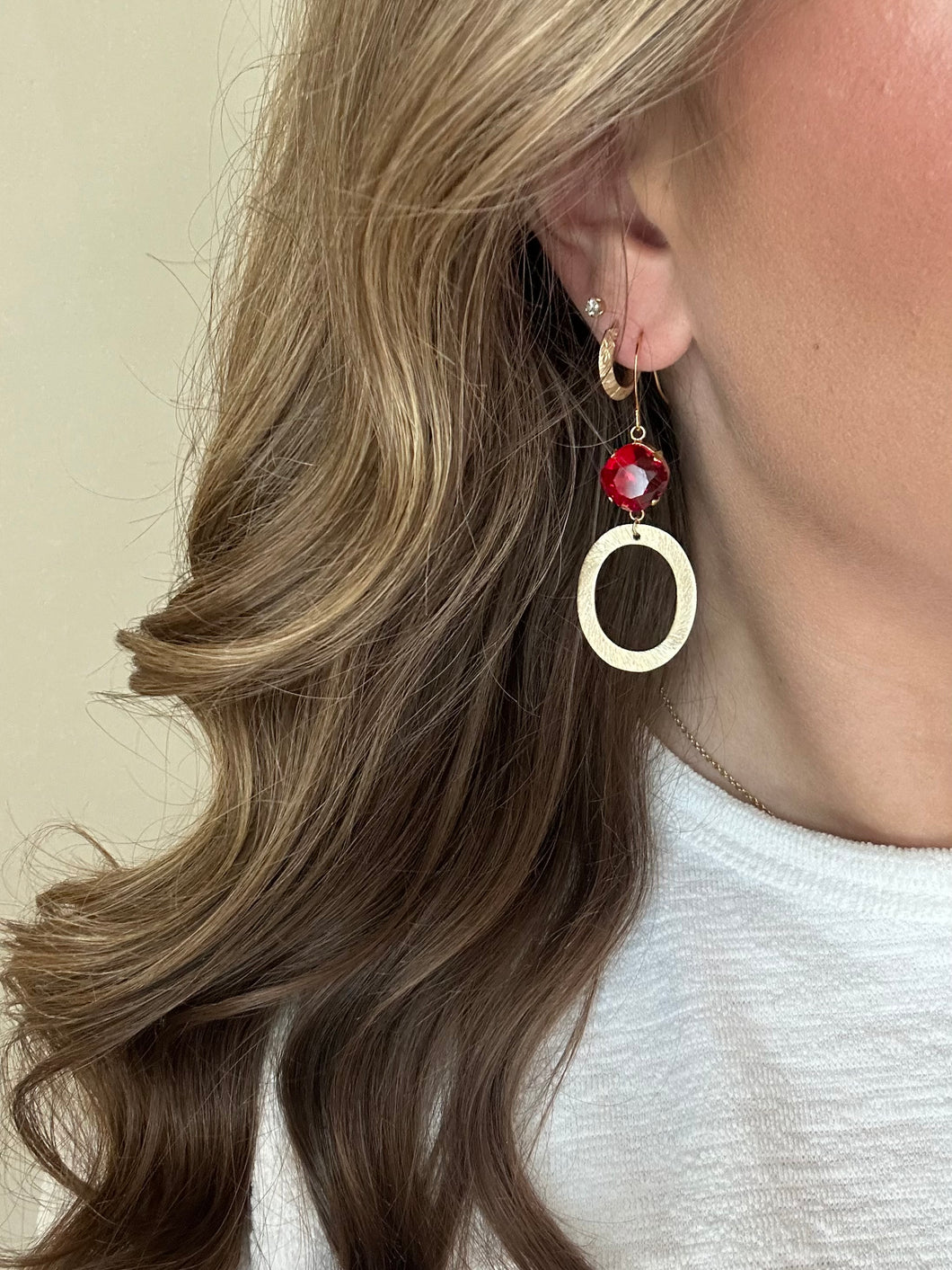 WOW in Red Gold Earrings