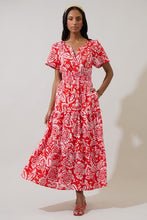 Load image into Gallery viewer, Red Floral Maxi Dress
