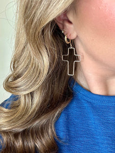 Gold Cross Earring