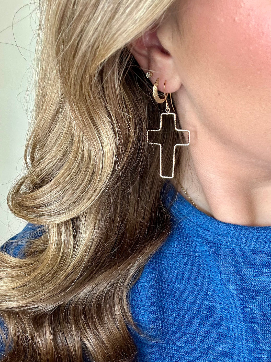 Gold Cross Earring