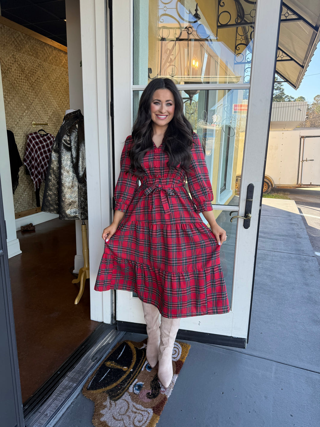 Red Plaid Midi Dress – Shopbrandnewyou