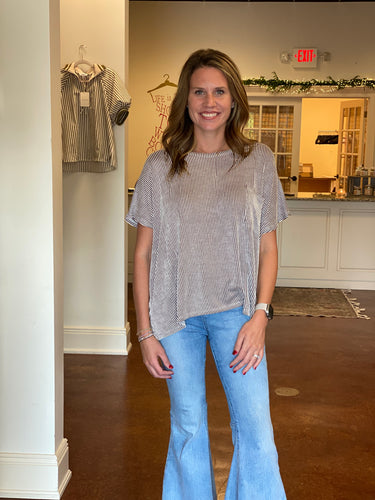 Ribbed Brown Oversized Top