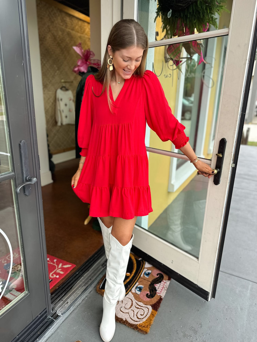 Red Tiered Mini Dress