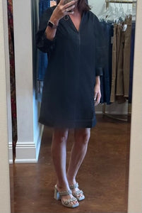 Black V-Neck Shift Dress