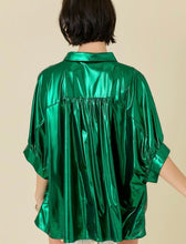 Load image into Gallery viewer, Metallic Green Poncho Top