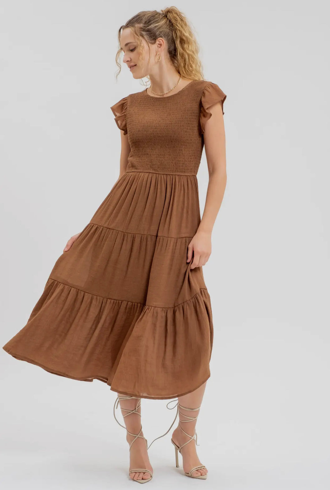 Brown Tiered Maxi Dress