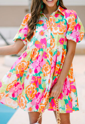 Puff Sleeve Floral Babydoll Dress