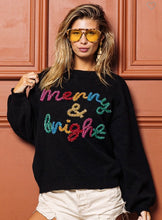 Load image into Gallery viewer, Merry and Bright Black Tinsel Sweater