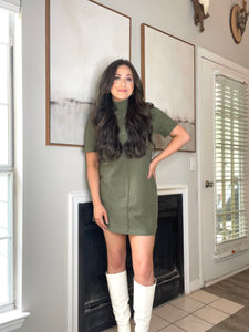 The Alexis Shirt Dress in Olive Green