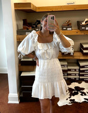 Load image into Gallery viewer, White Smocked Eyelet Dress