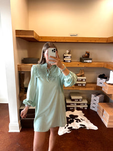 Vintage Long Sleeve Dress in Sage Green