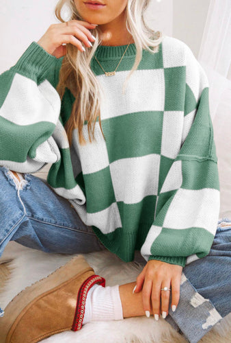 Green  Checkered Sweater