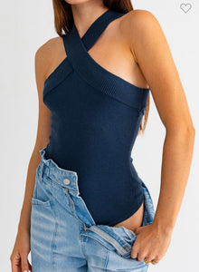 Navy Halter Neck Bodysuit