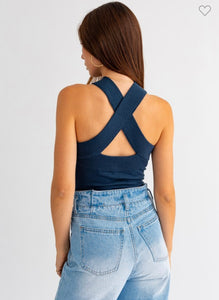 Navy Halter Neck Bodysuit