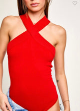 Load image into Gallery viewer, Red Halter Neck Bodysuit