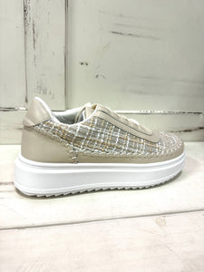 Top Moda Thick Bottom Woven Color Contrast Low Top Sneaker