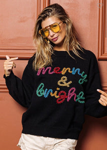 Merry and Bright Black Tinsel Sweater