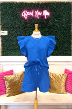 Load image into Gallery viewer, Royal Blue Ruffle Shorts Set