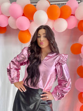 Load image into Gallery viewer, The Charlotte Pink Metallic Leather Top