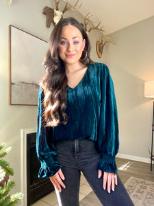 Hunter Green Velvet Top