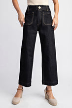 Load image into Gallery viewer, Black Denim Patch Pocket Jeans