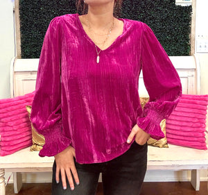 Hot Pink Velvet Top