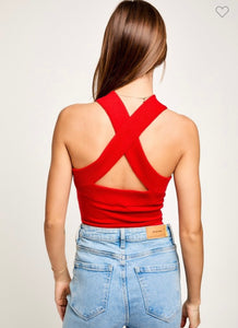 Red Halter Neck Bodysuit