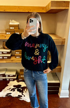 Load image into Gallery viewer, Merry and Bright Black Tinsel Sweater