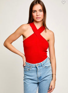 Red Halter Neck Bodysuit