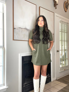 The Alexis Shirt Dress in Olive Green