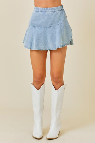 Light Wash Denim Skort