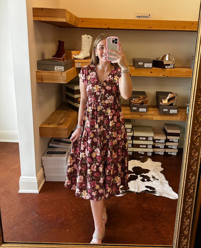 Burgundy Floral Maxi Dress