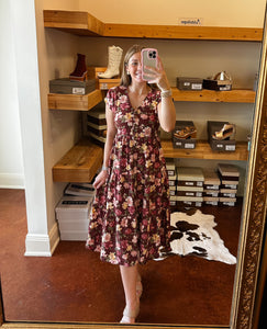 Burgundy Floral Maxi Dress