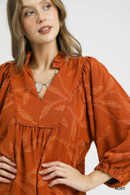 Load image into Gallery viewer, Rust Embossed Shift Dress