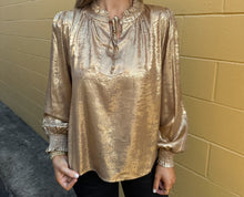 Load image into Gallery viewer, Gold Metallic Holiday Top