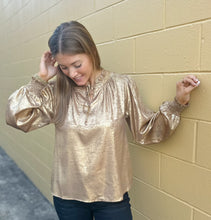 Load image into Gallery viewer, Gold Metallic Holiday Top