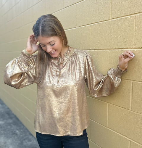 Gold Metallic Holiday Top